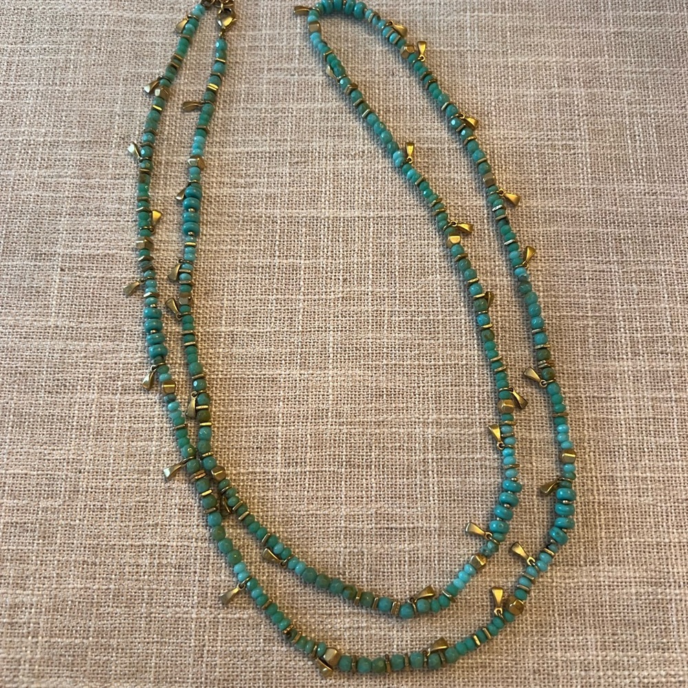 Stella & Dot Turquoise and Gold Beaded versatile Necklace or bracelet - Picture 5 of 6